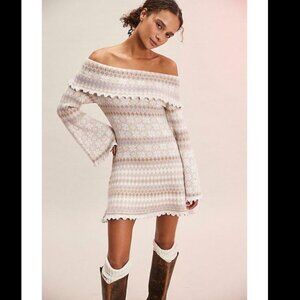 NWT Free People Fiona Fair Isle Mini XL Sweater Dress
